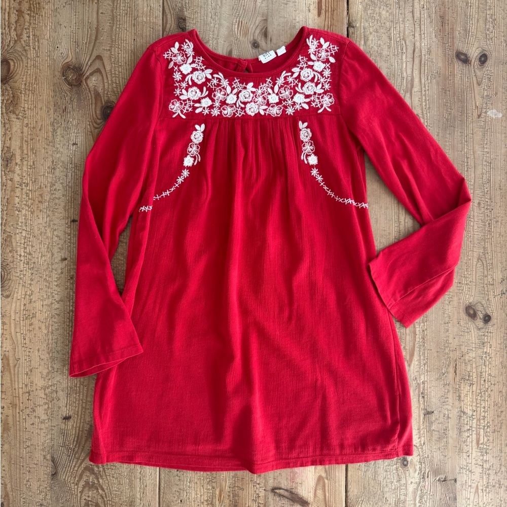 GAP Kids Red Floral Embroidered Dress